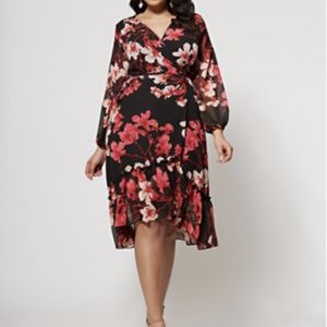 Georgina Wrap Dress - All Over print chiffon